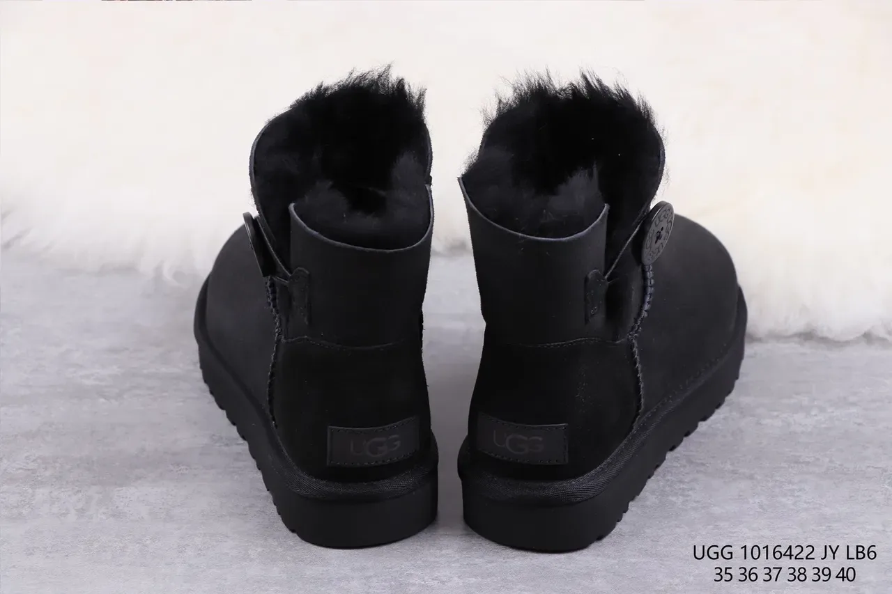 UGG Classic Mini Black Shearling-Lined Snow Boots 8