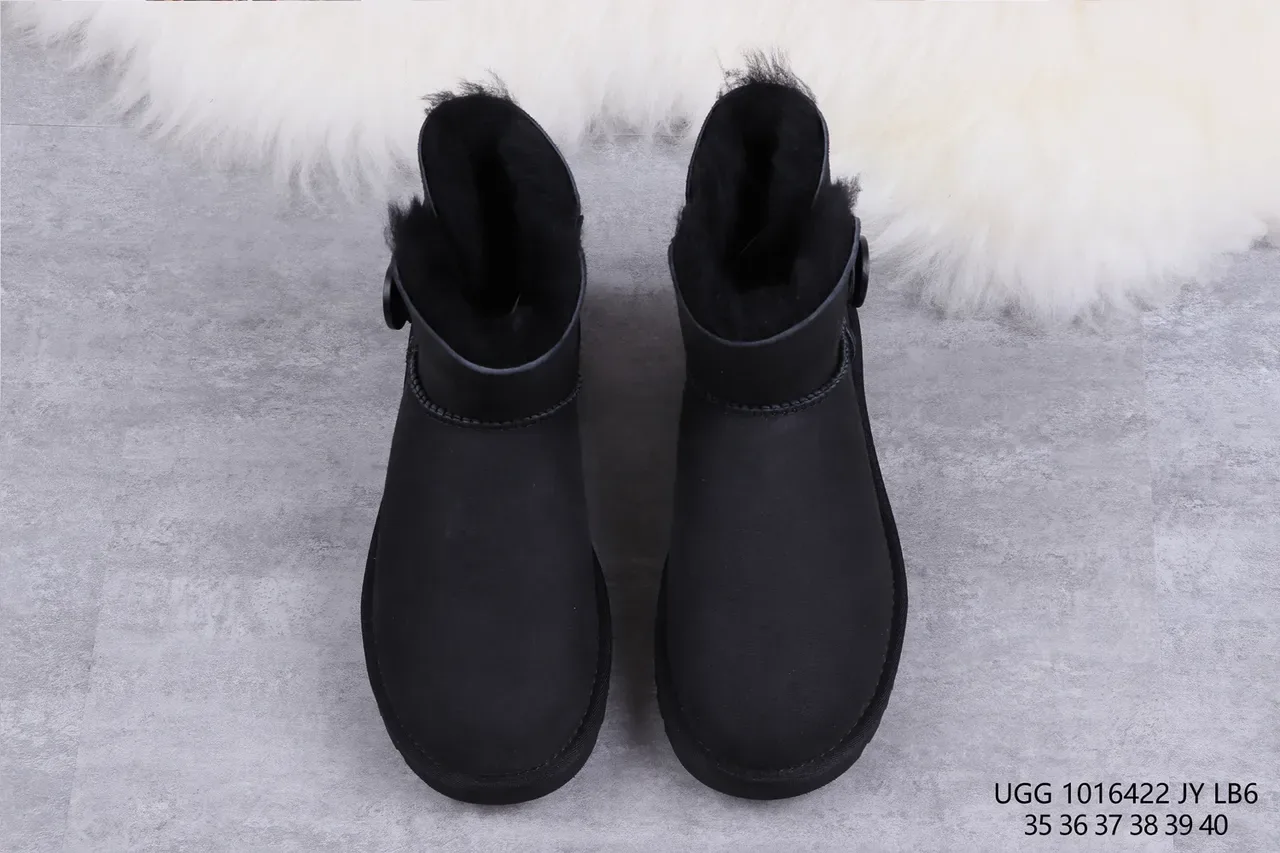 UGG Classic Mini Black Shearling-Lined Snow Boots 9