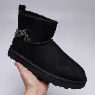 UGG Classic Mini কালো সুয়েড শিয়ারলিং লাইন্ড স্নো বুট