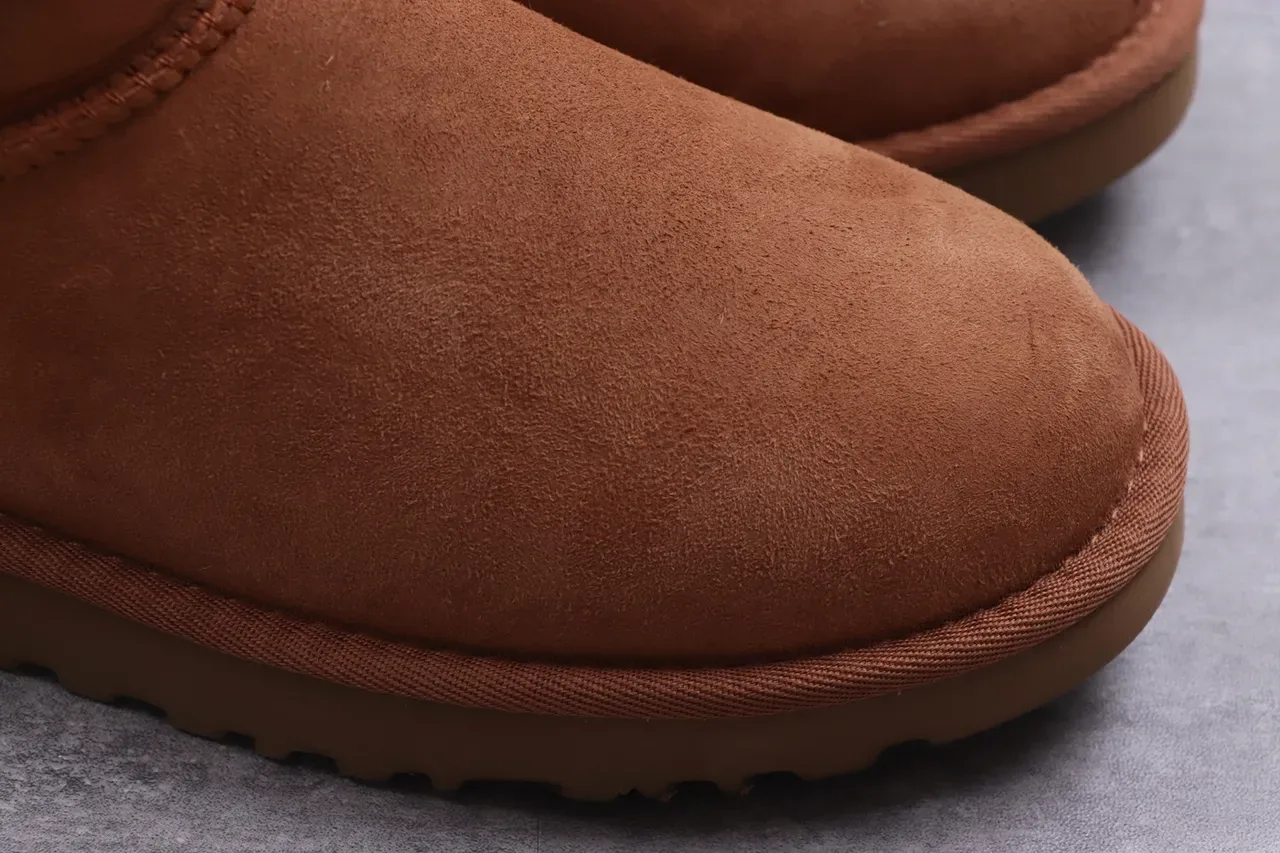 UGG Classic Mini Chestnut Brown Suede Shearling-Lined Snow Boots 14
