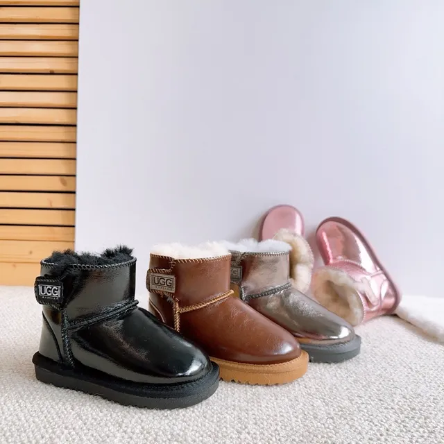 UGG Classic Mini Glossy Black Snow Boots 8