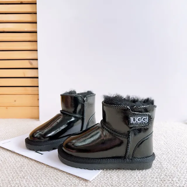 UGG Classic Mini Glossy Black Snow Boots 16