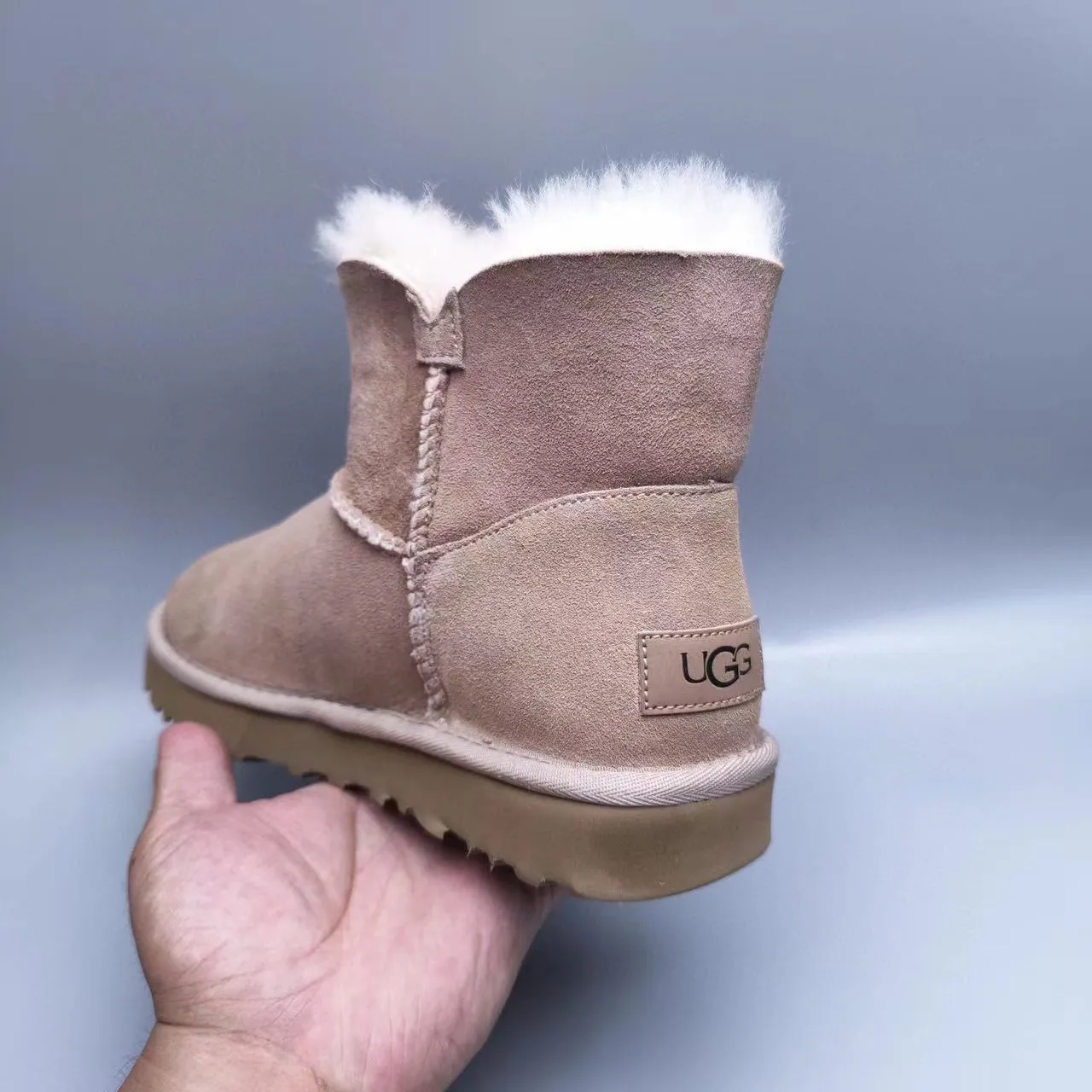 UGG Classic Mini Tan Suede Shearling-Lined Ankle Boots 2