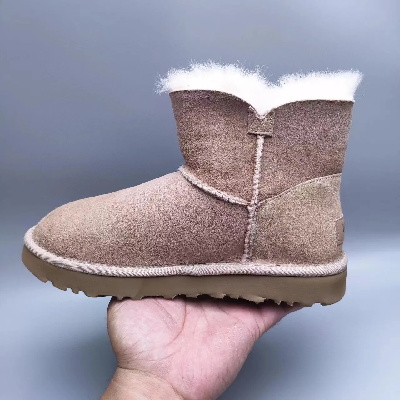UGG Classic Mini Tan Suede Shearling-Lined Ankle Boots 3