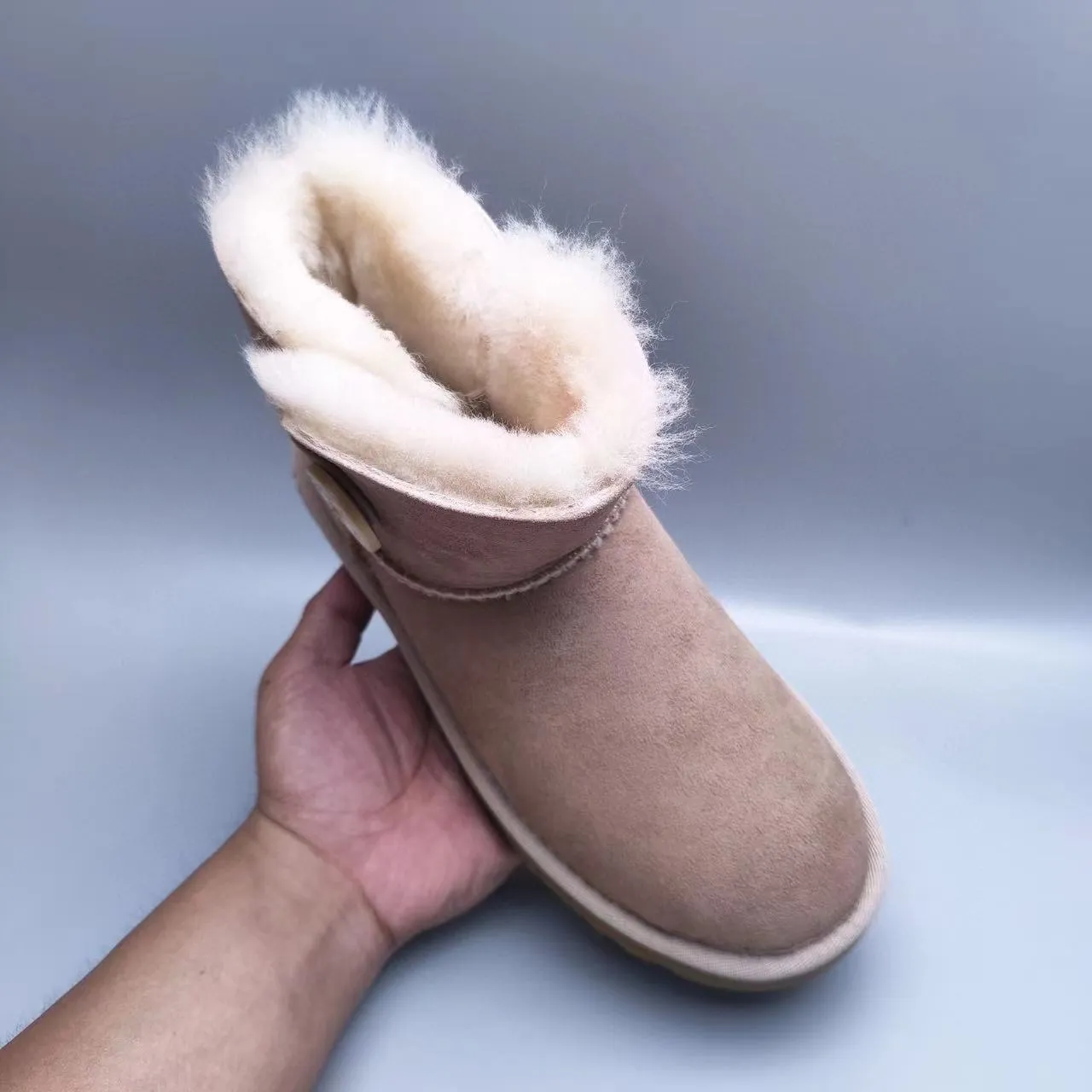 UGG Classic Mini Tan Suede Shearling-Lined Ankle Boots 5
