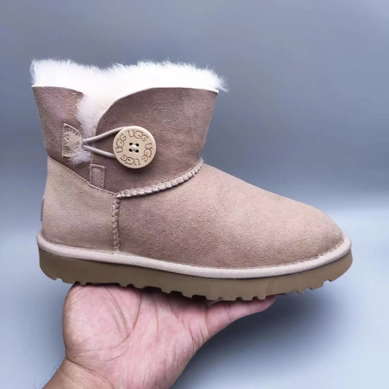 UGG Classic Mini Tan Suede Shearling-Lined Ankle Boots 6