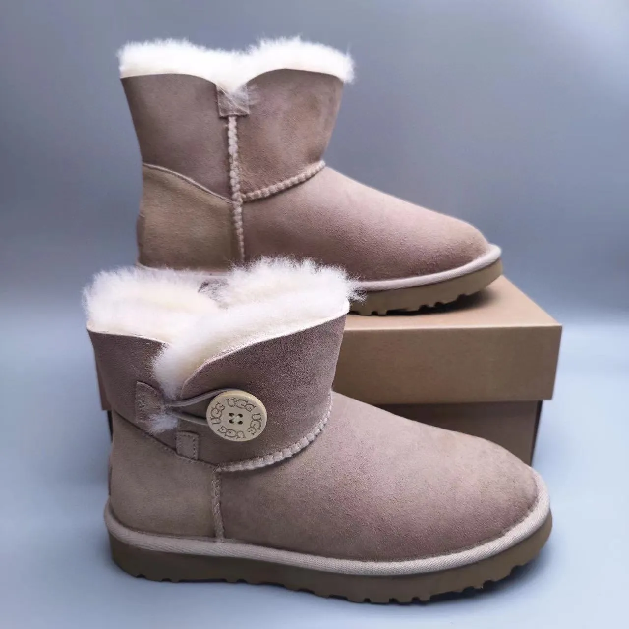 UGG Classic Mini Tan Suede Shearling-Lined Ankle Boots 7
