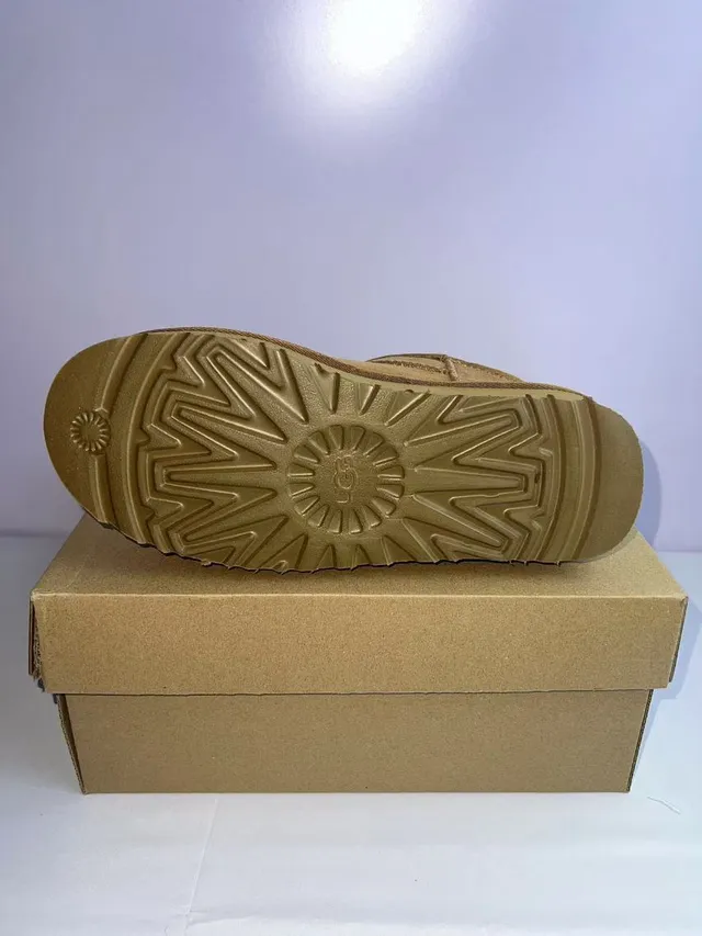 UGG Classic Mini Tan Suede Shearling-Lined Platform Snow Boots 5