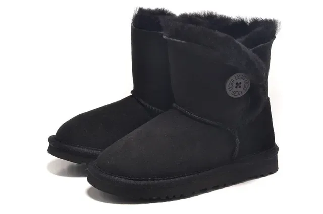 UGG Classic Short Black Shearling-Lined Snow Boot 2