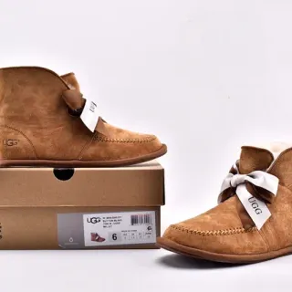 UGG Mini Bailey Button Bling Deep Millet Suede Ankle Boots