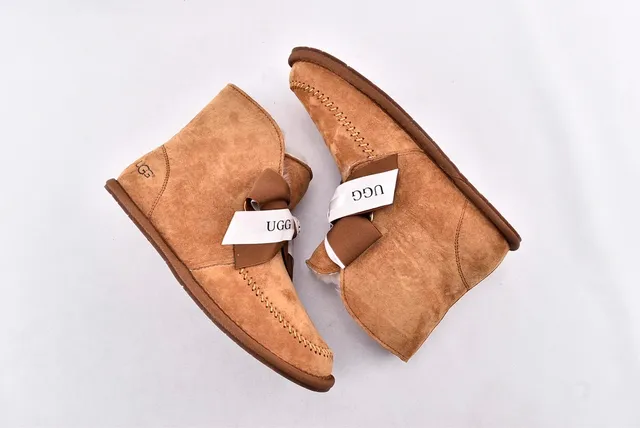 UGG Mini Bailey Button Bling Deep Millet Suede Ankle Boots 12