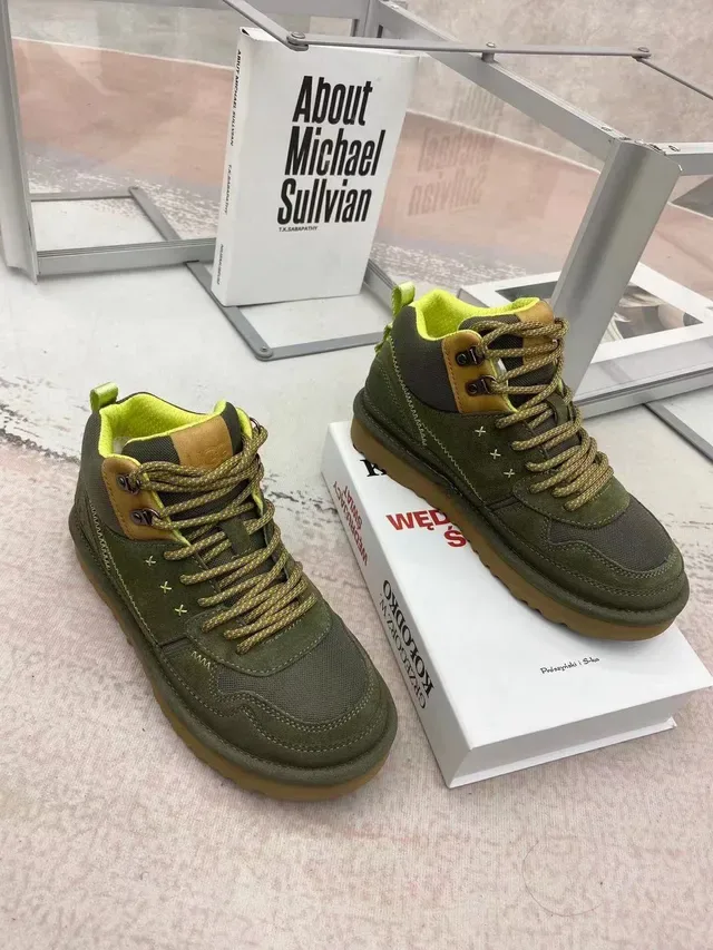 UGG Olive Green and Lime Suede Hiking Boot 2