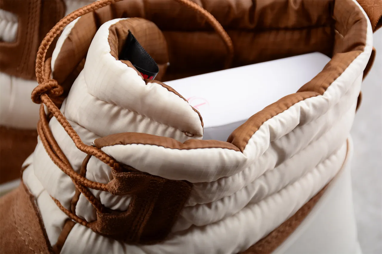 UGG Tasman Beige Brown Quilted Puffer Collar Suede Upper Snow Boots 5