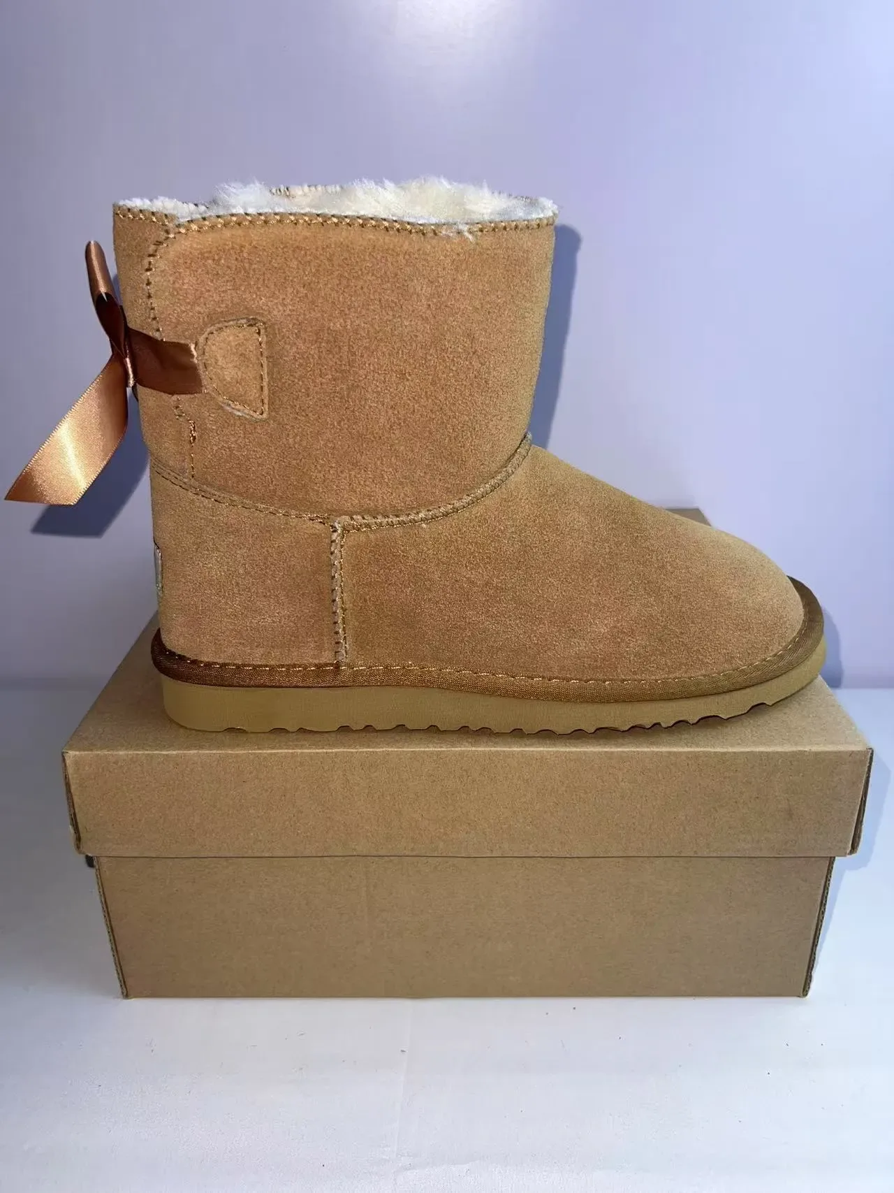 UGG Tasman Beige Brown Suede Upper Shearling-Lined Ankle Boots 2