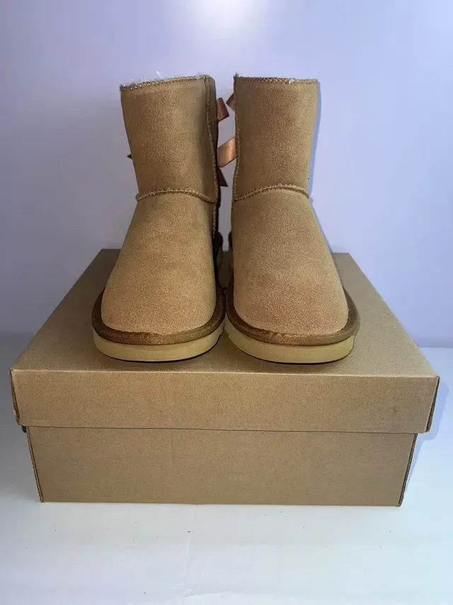 UGG Tasman Beige Brown Suede Upper Shearling-Lined Ankle Boots 4
