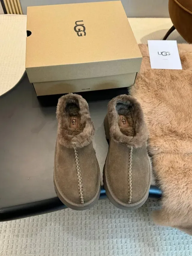 UGG Tasman Beige Gray Suede Upper Shearling Lining Casual Shoes 2