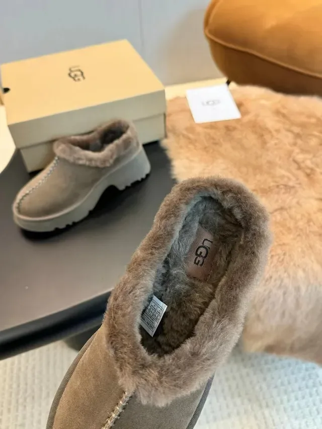 UGG Tasman Beige Gray Suede Upper Shearling Lining Casual Shoes 4