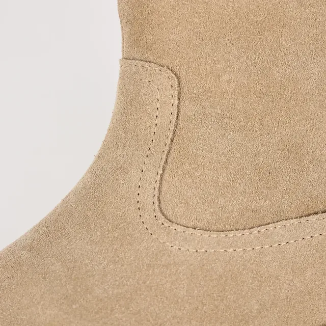 UGG Tasman Beige Suede Shearling Cuff Ankle Boots 6