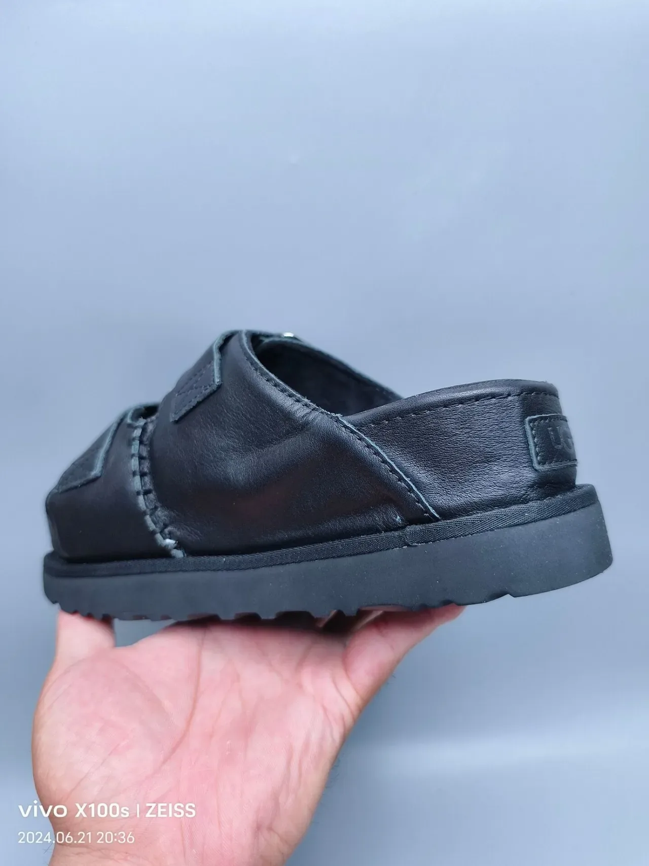 UGG Tasman Black Double-Strap Platform Slippers 3