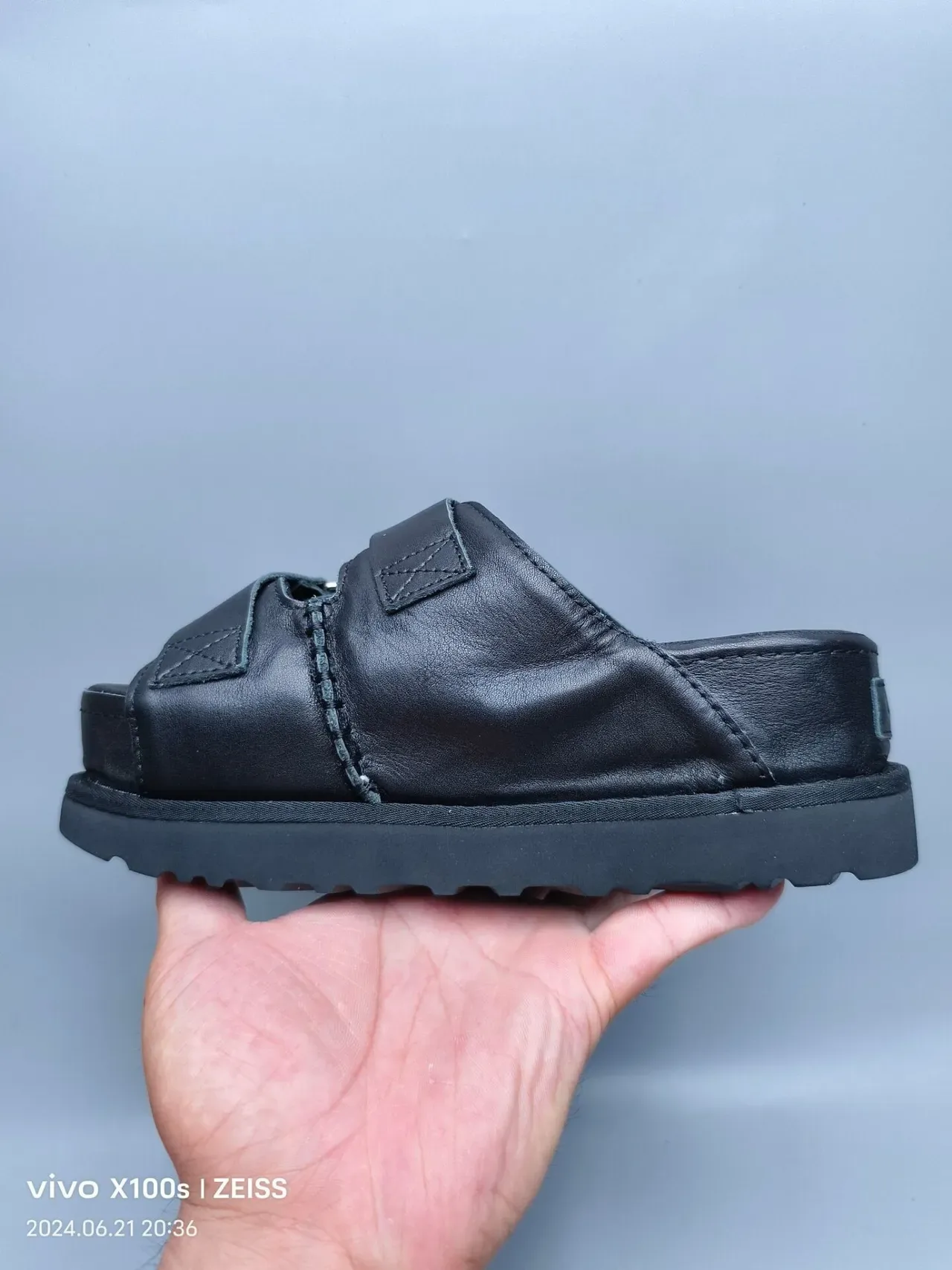 UGG Tasman Black Double-Strap Platform Slippers 5