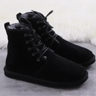 UGG Tasman কালো সুয়েড-লাইক শিয়ারলিং-লাইন্ড স্নো বুটস