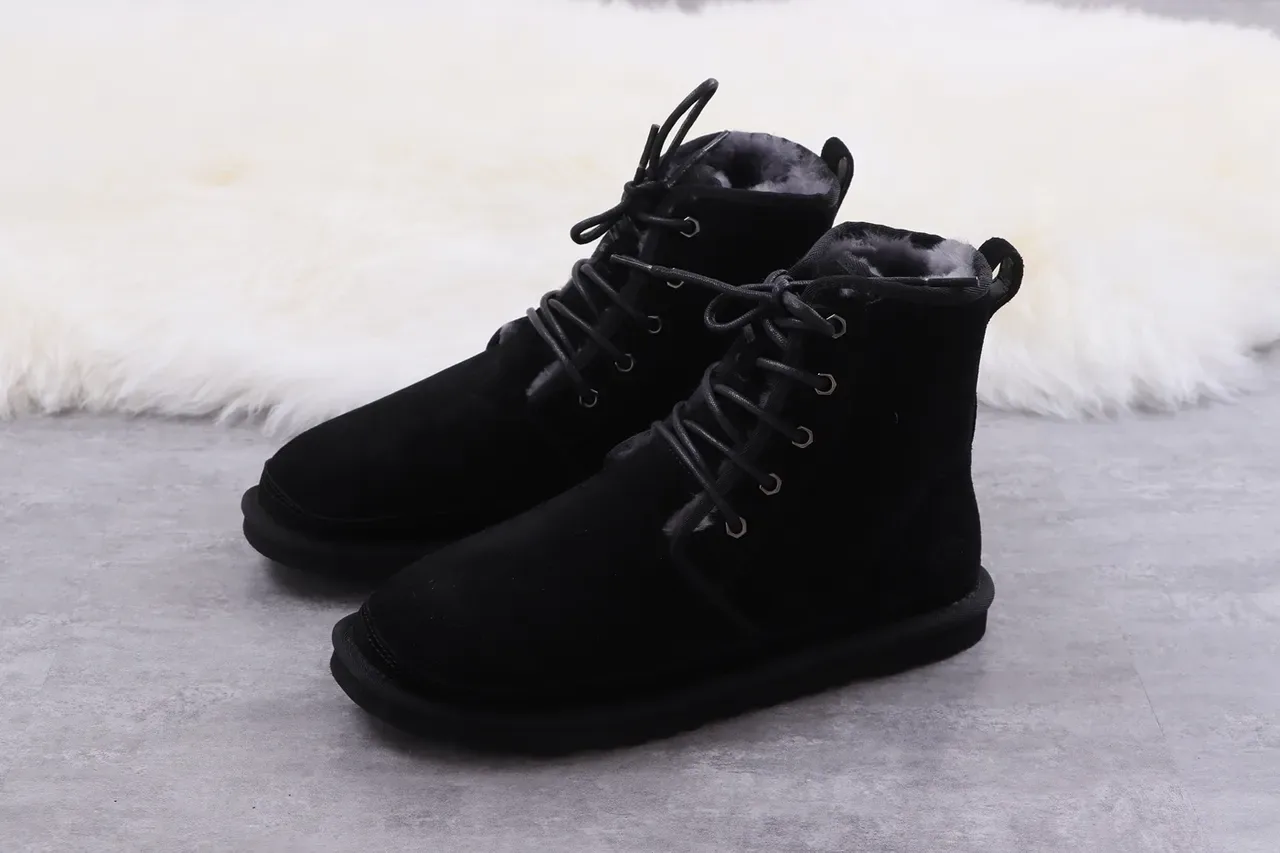 UGG Tasman Black Suede-Like Shearling-Lined Snow Boots 9