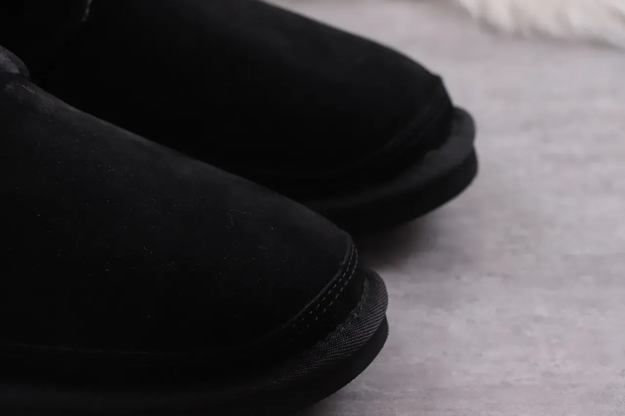 UGG Tasman Black Suede-Like Shearling-Lined Snow Boots 10