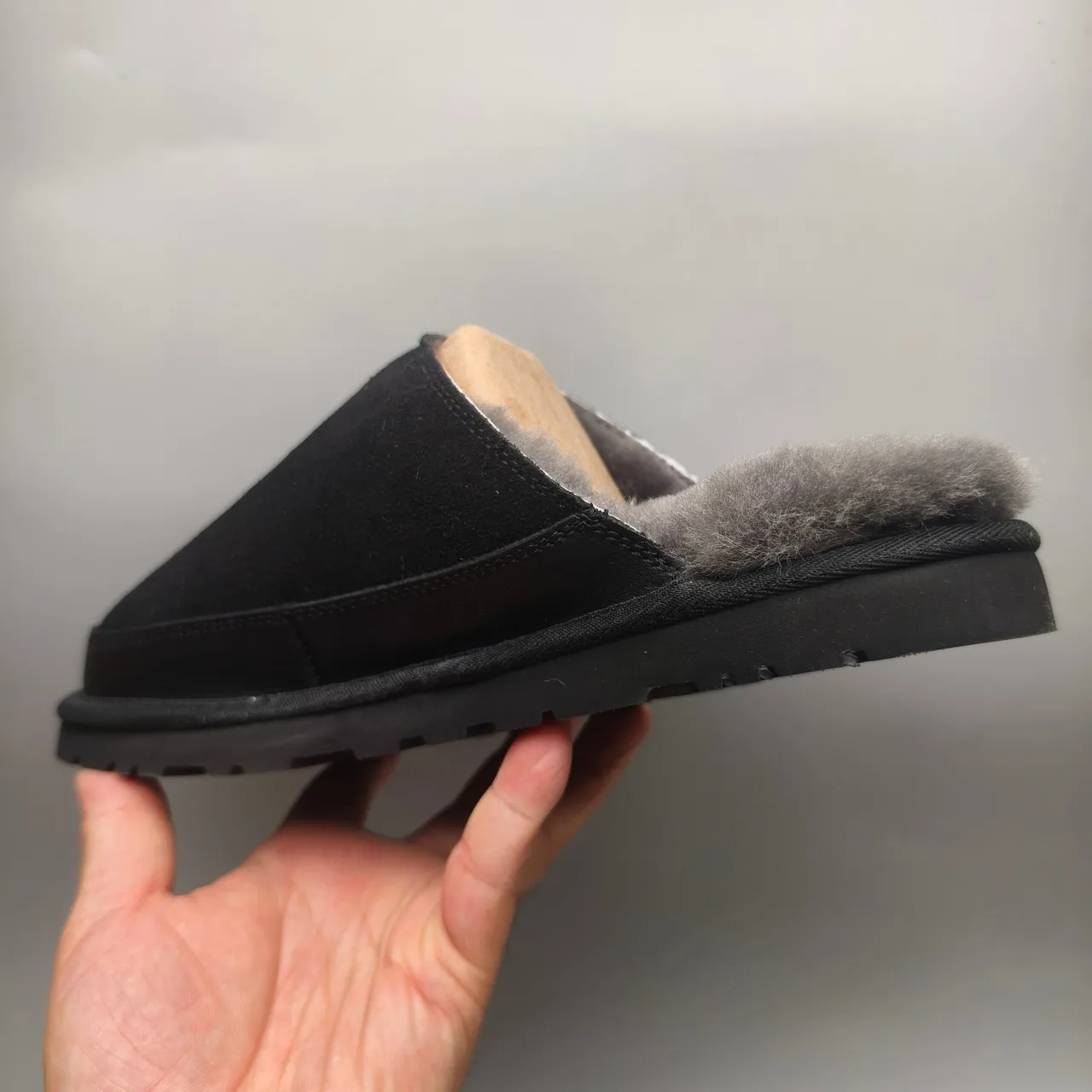 UGG Tasman Black Suede Shearling-Lined Slipper 4