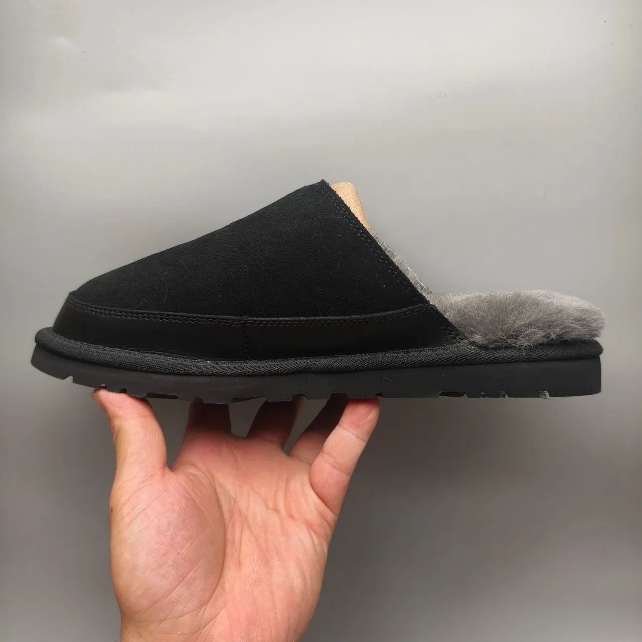 UGG Tasman Black Suede Shearling-Lined Slipper 7