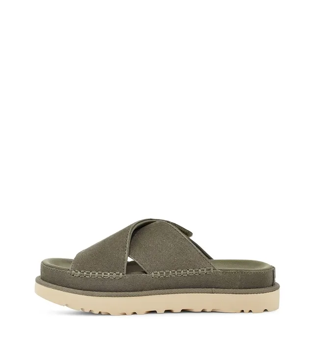 UGG Tasman Olive Green Suede Platform Slippers 13