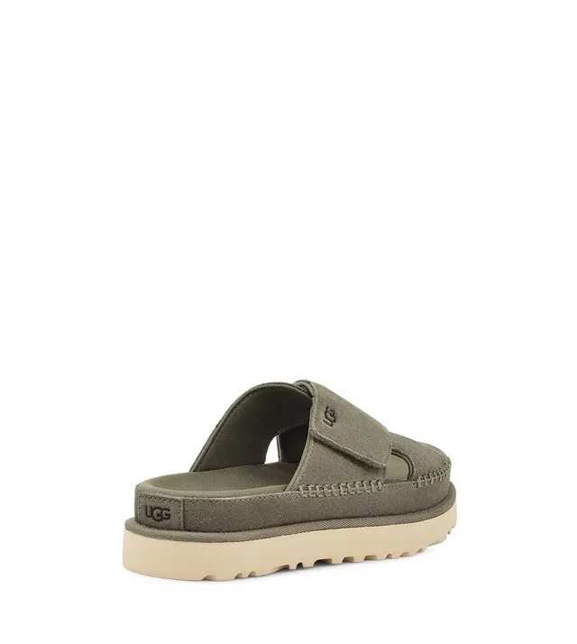 UGG Tasman Olive Green Suede Platform Slippers 14