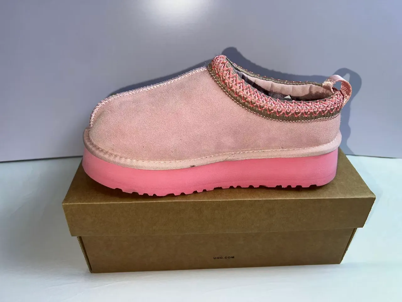 UGG Tasman Pink Suede Platform Loafers 4