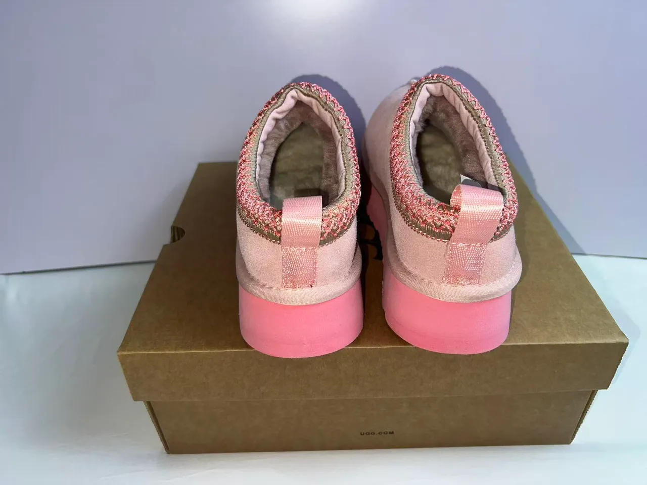 UGG Tasman Pink Suede Platform Loafers 5