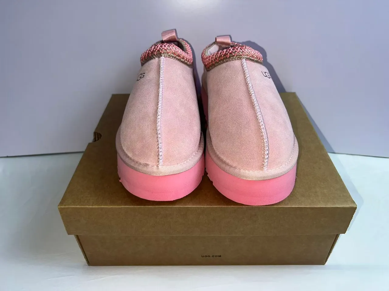 UGG Tasman Pink Suede Platform Loafers 6
