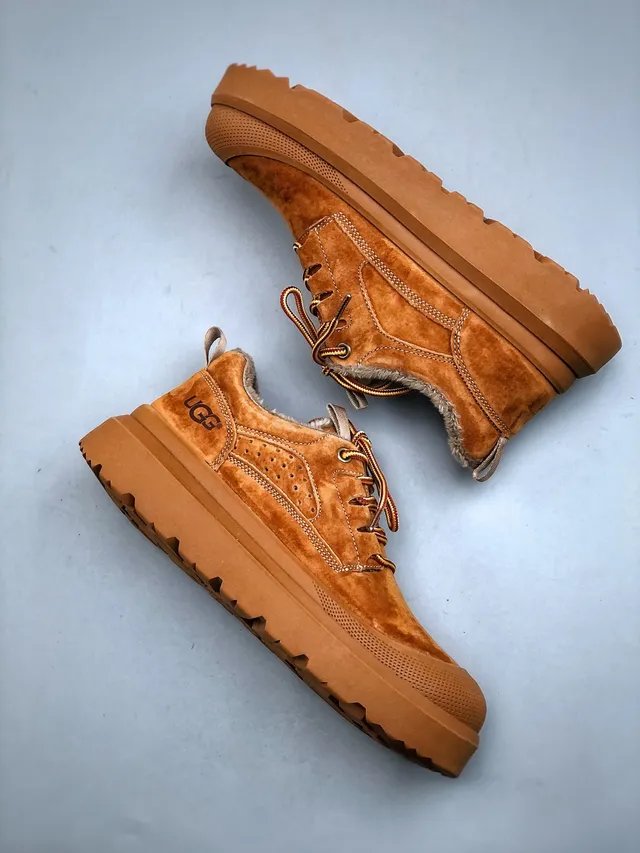 UGG Tasman Tan Suede Shearling-Lined Platform Snow Boots 2