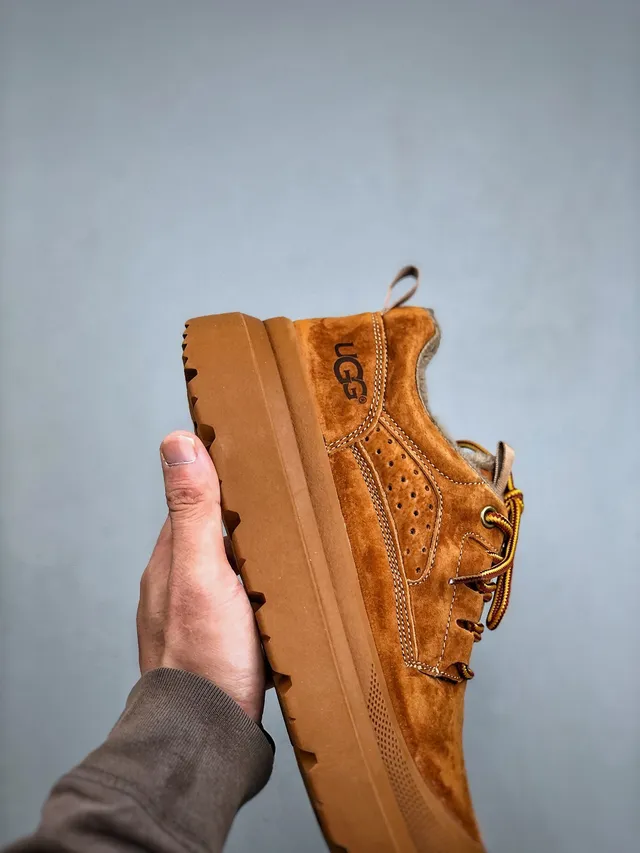 UGG Tasman Tan Suede Shearling-Lined Platform Snow Boots 6