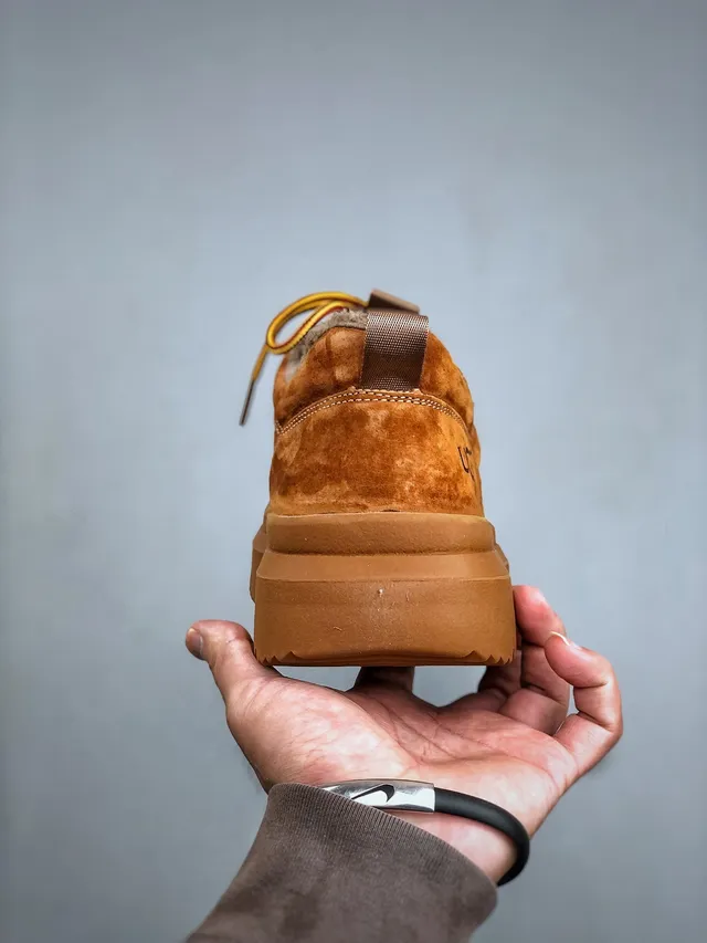 UGG Tasman Tan Suede Shearling-Lined Platform Snow Boots 7