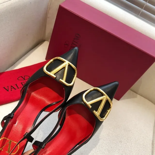 Valentino Black Red Pointed-Toe Slingback Stiletto 2