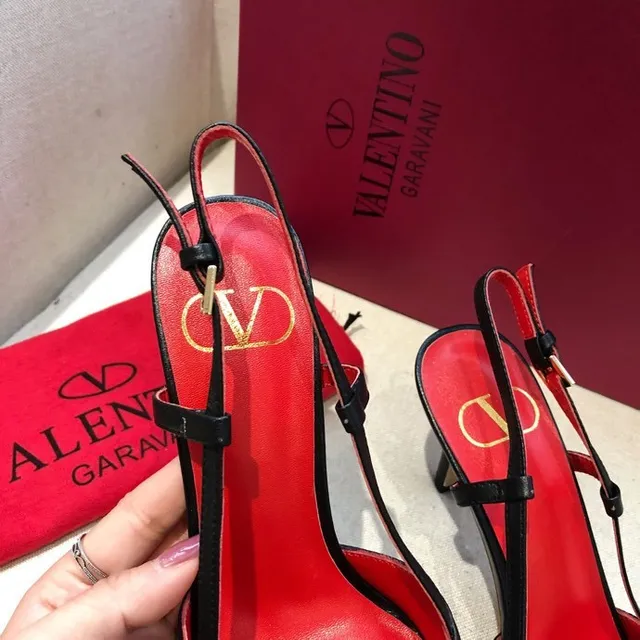 Valentino Black Red Pointed-Toe Slingback Stiletto 4