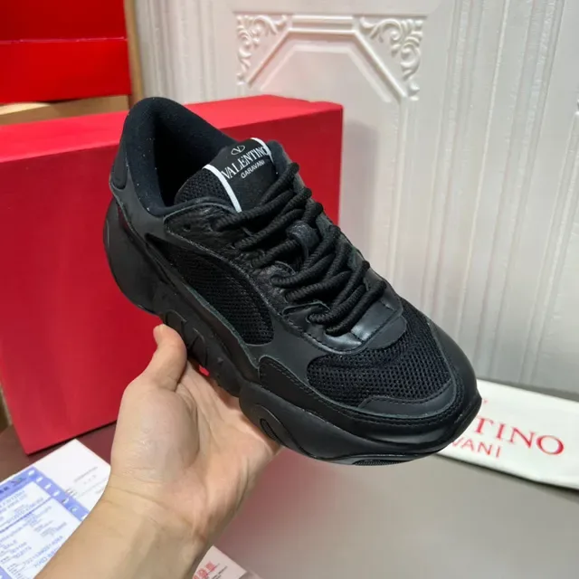 Valentino Black Sole Mesh And Leather Paneling Chunky Sneakers 5