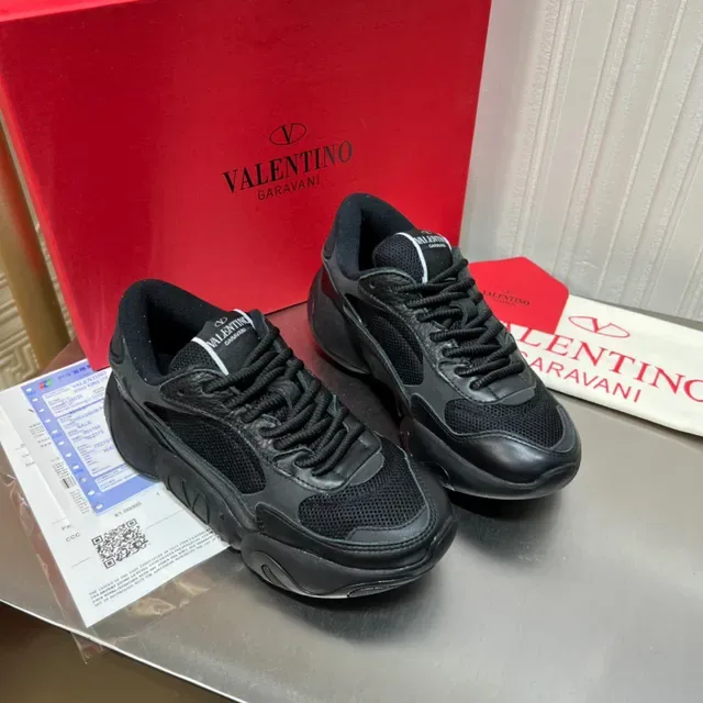 Valentino Black Sole Mesh And Leather Paneling Chunky Sneakers 9