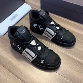 Valentino Black White High-Top VLTN-Branded Strap Lifestyle Sneakers
