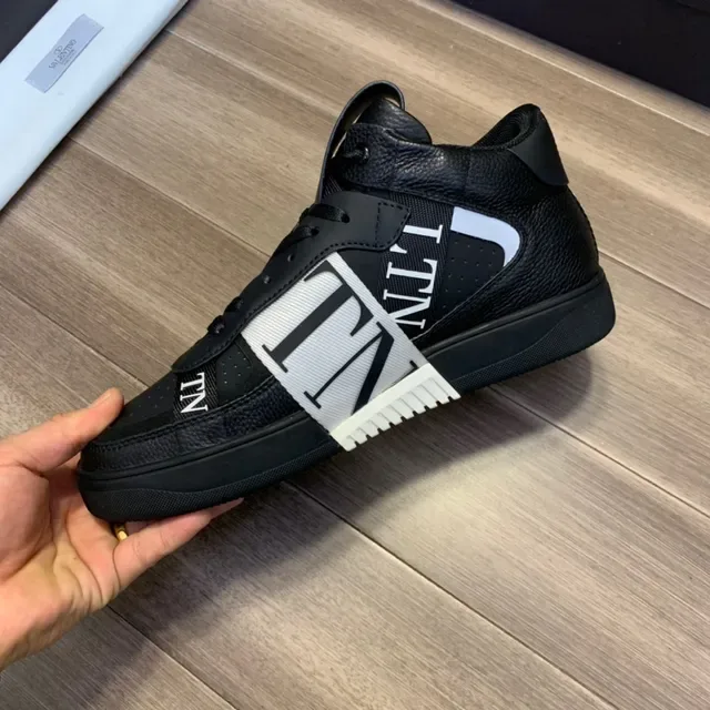 Valentino Black White High-Top VLTN-Branded Strap Lifestyle Sneakers 3