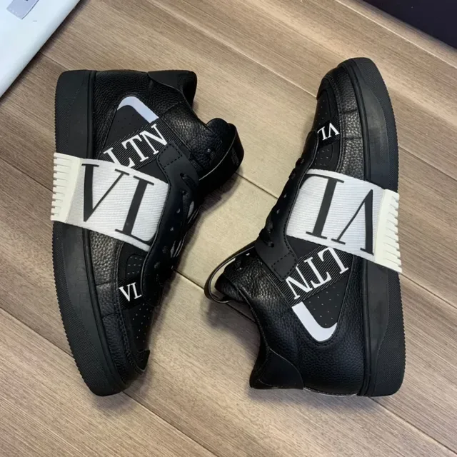 Valentino Black White High-Top VLTN-Branded Strap Lifestyle Sneakers 5