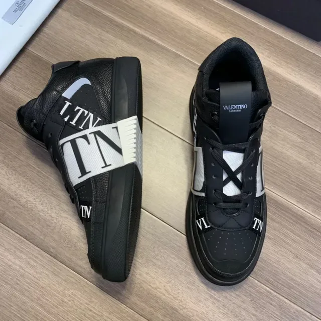Valentino Black White High-Top VLTN-Branded Strap Lifestyle Sneakers 6