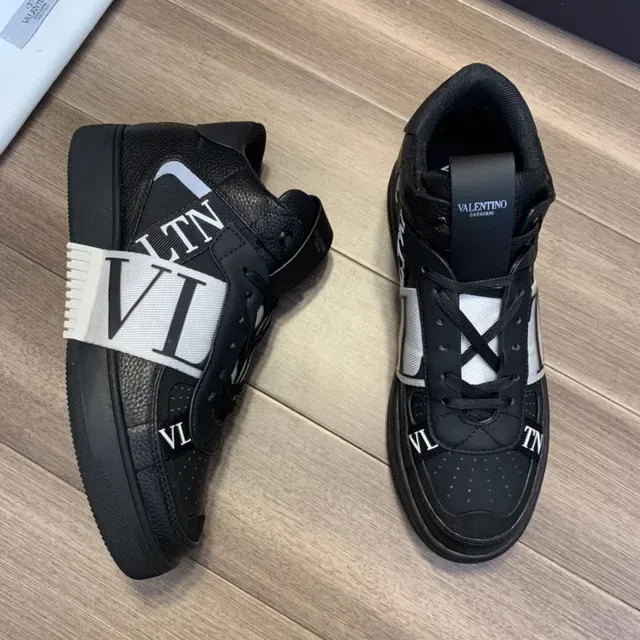 Valentino Black White High-Top VLTN-Branded Strap Lifestyle Sneakers 7