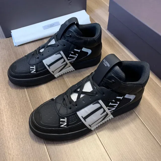 Valentino Black White High-Top VLTN-Branded Strap Lifestyle Sneakers 8