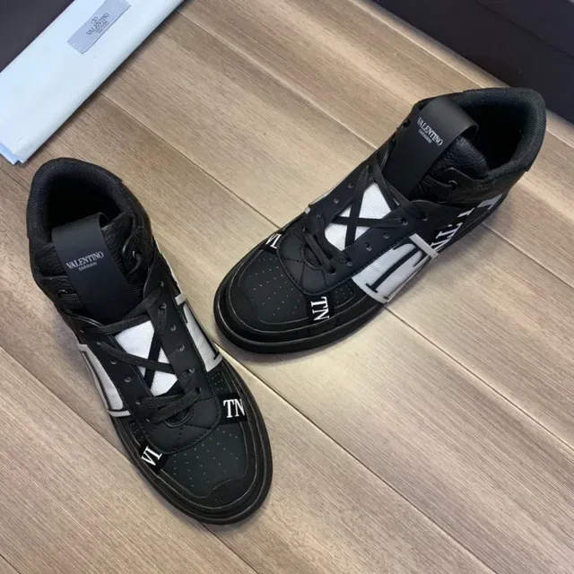Valentino Black White High-Top VLTN-Branded Strap Lifestyle Sneakers 9