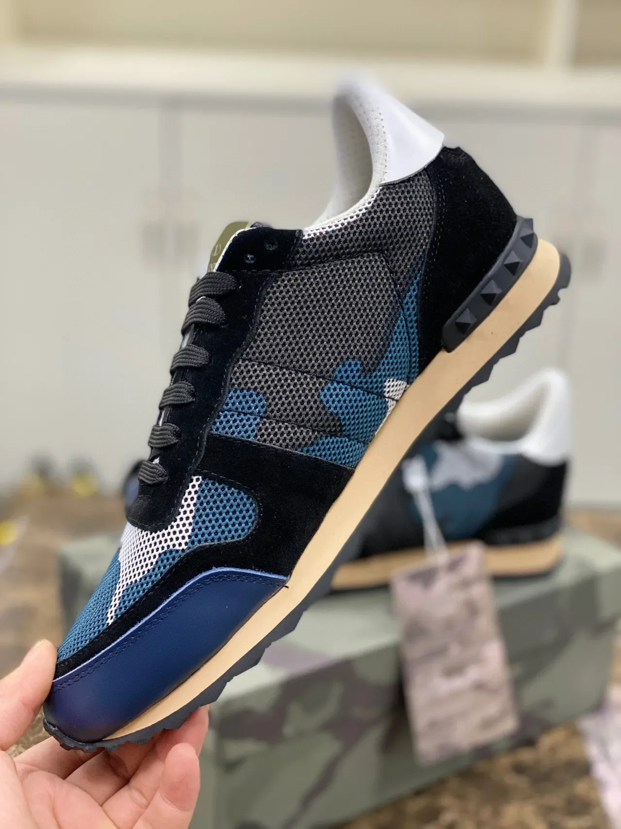 Valentino Garavani Camo Mesh and Suede Lifestyle Sneakers 3