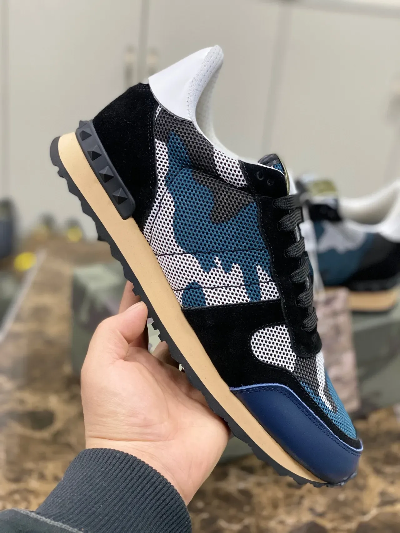 Valentino Garavani Camo Mesh and Suede Lifestyle Sneakers 4